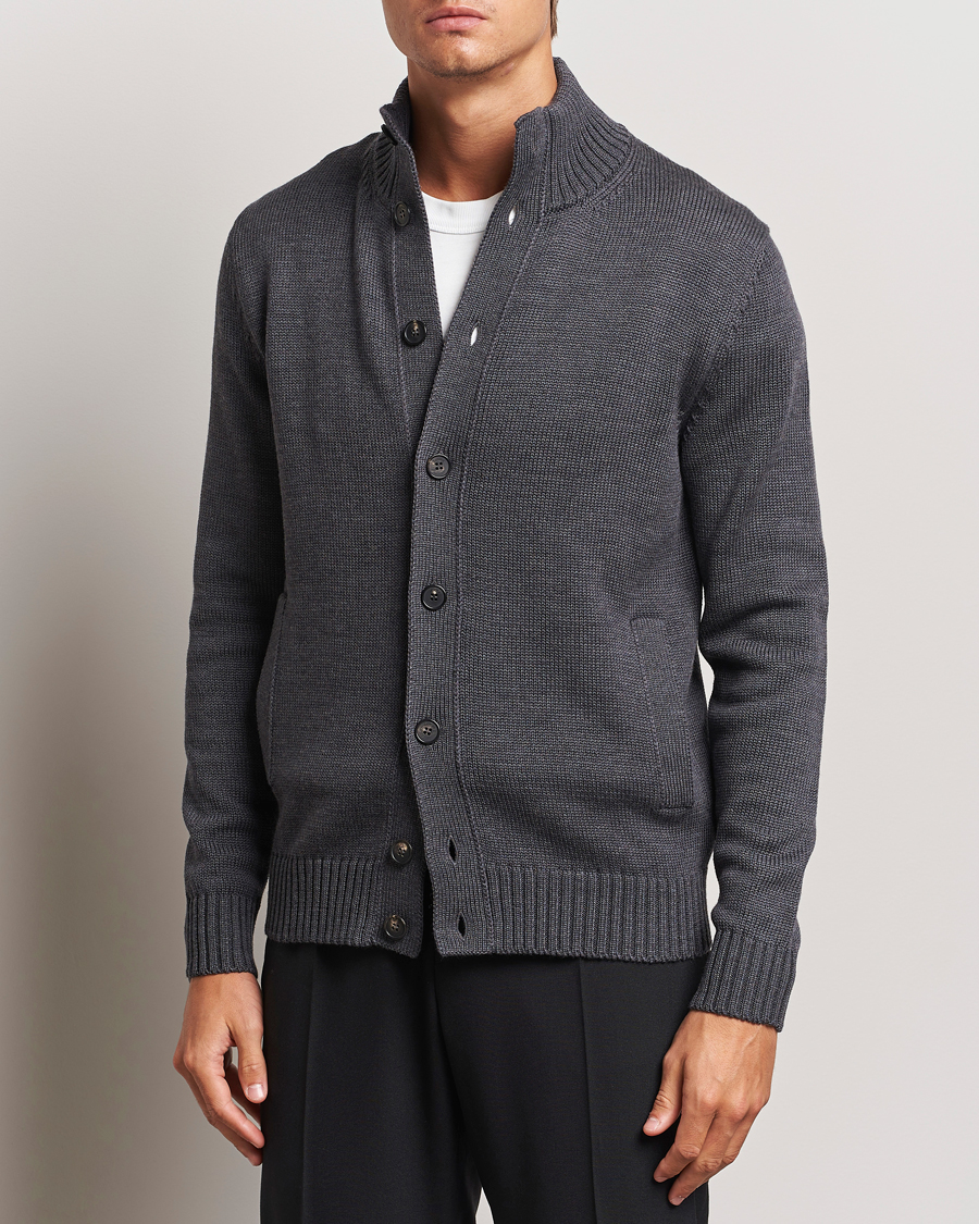 Herren | Pullover | Zanone | Virgin Merino Wool Chioto Cardigan Grey Melange
