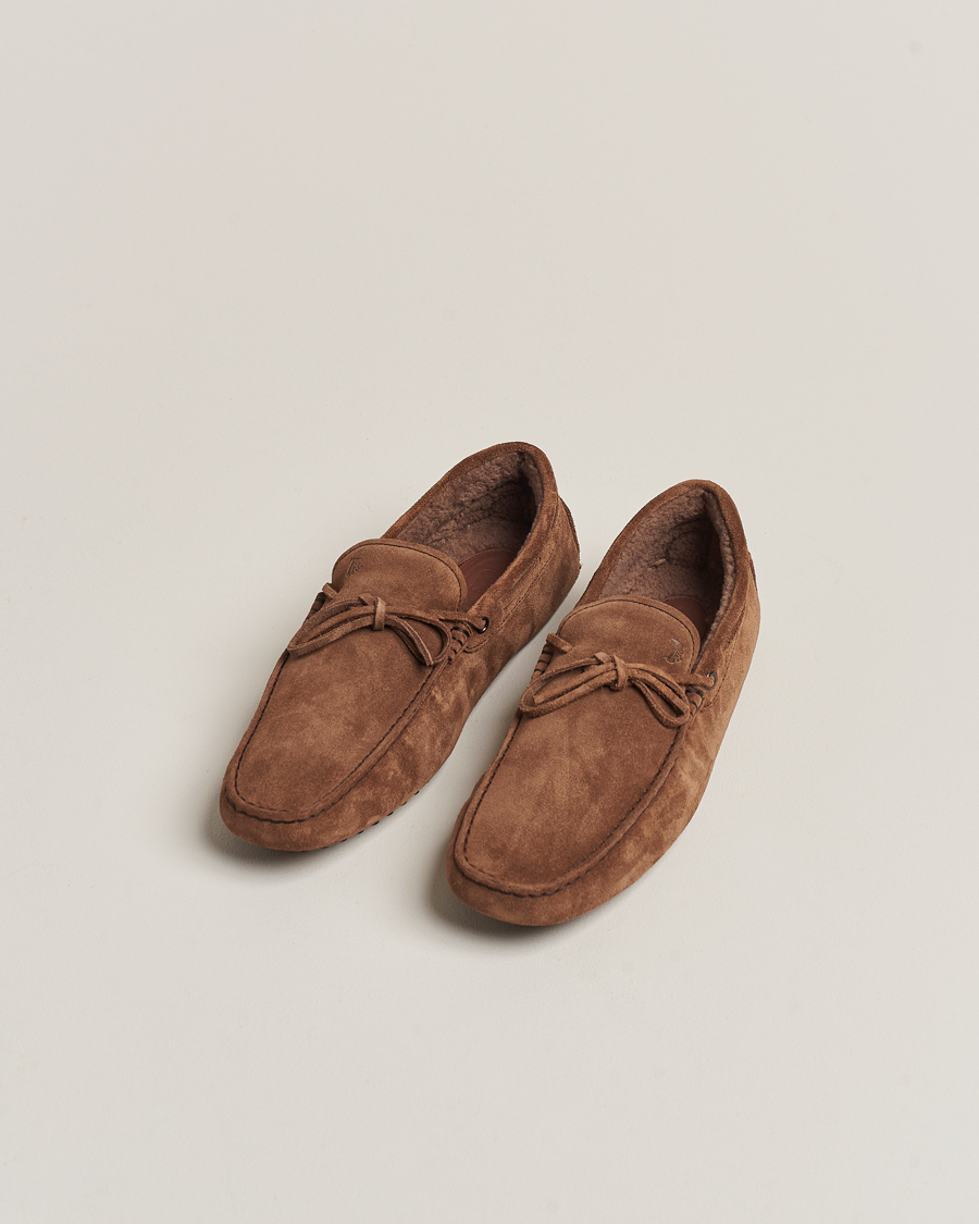 Herren | Tod's Winter Shearling Gommino Brown Suede | Tod's | Winter Shearling Gommino Brown Suede
