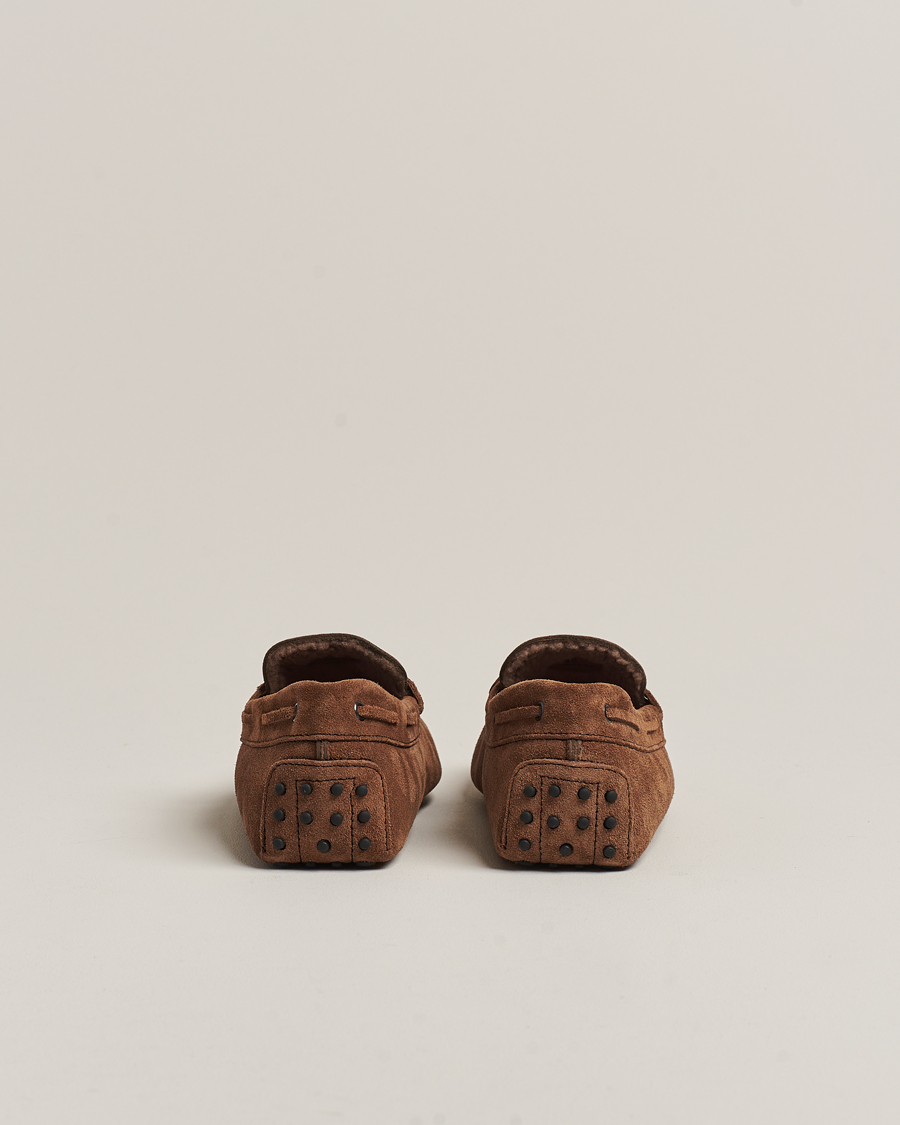 Herren | Tod's Winter Shearling Gommino Brown Suede | Tod's | Winter Shearling Gommino Brown Suede