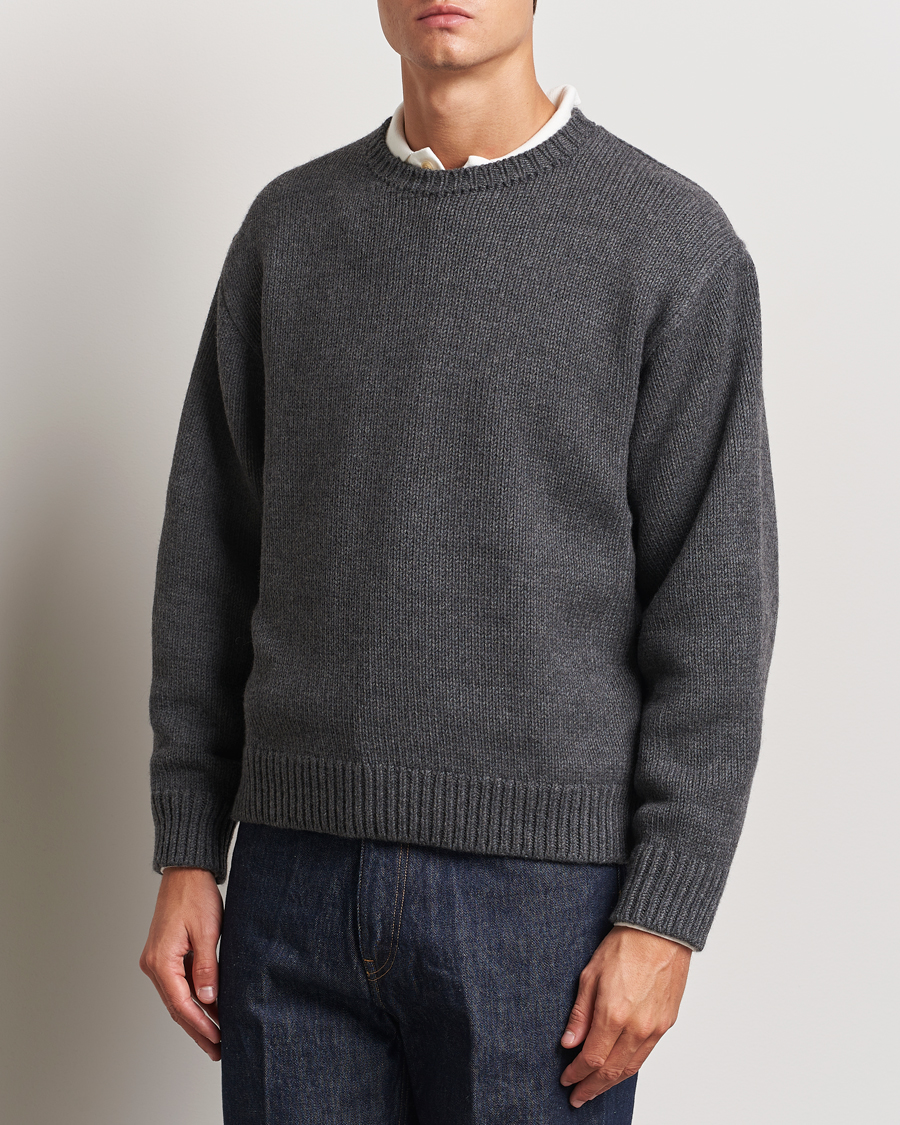 Herren | Pullover | Auralee | Soft Wool Cord Pullover Charcoal
