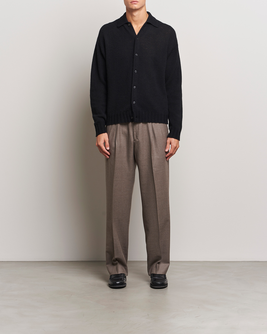 Herren | Pullover | Auralee | Shetland Wool/Cashmere Cardigan Black