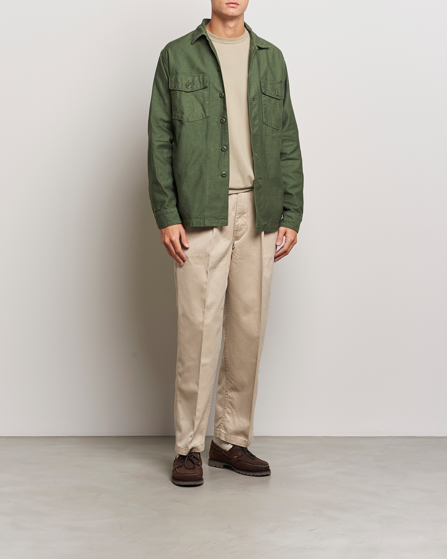 Herren | Hosen | orSlow | Two Tuck Wide Trousers Khaki