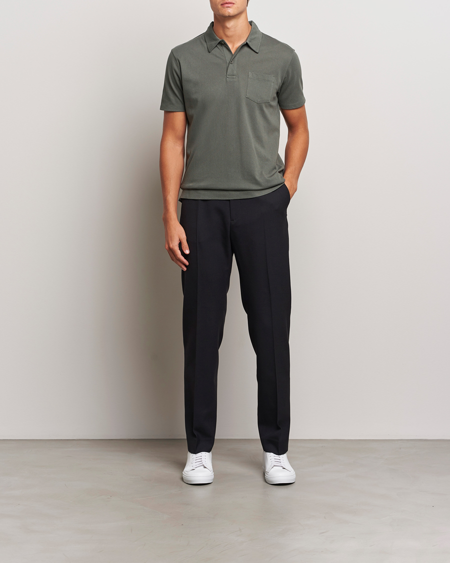 Herren | Poloshirts | Sunspel | Riviera Polo Shirt Drill Green