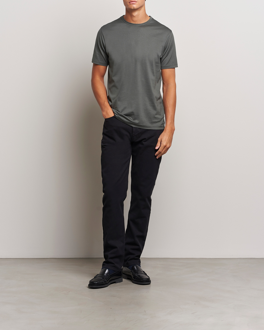 Herren | T-Shirts | Sunspel | Crew Neck Q82 Cotton T-Shirt Drill Green