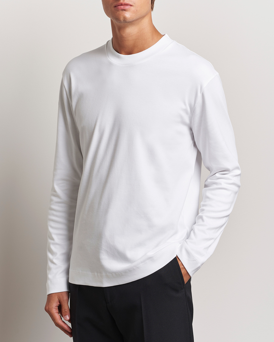 Sunspel Heavyweight Mock Neck Long Sleeve T Shirt White