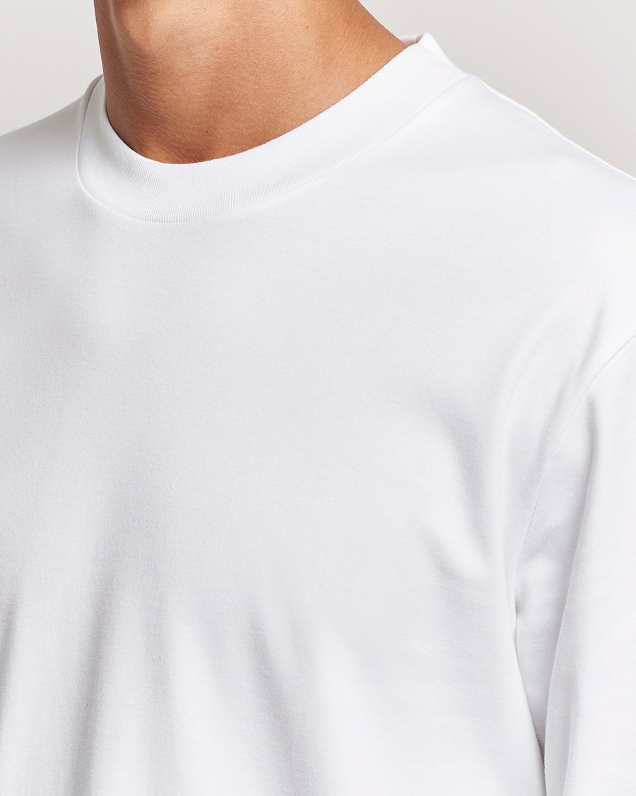 Herren | T-Shirts | Sunspel | Heavyweight Mock Neck Long Sleeve T-Shirt White