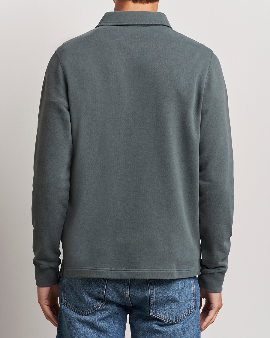 Herren | Pullover | Sunspel | Zip Loopback Sweatshirt Polo Drill Green
