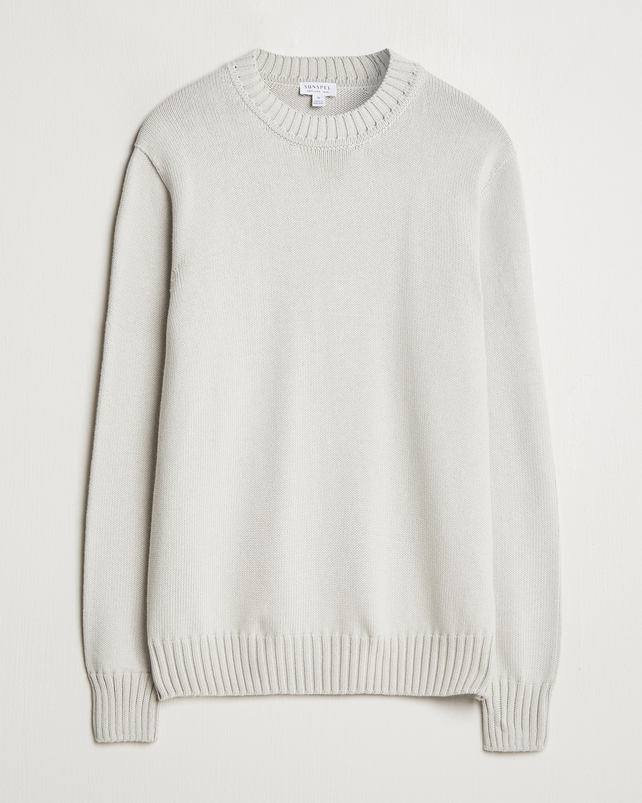 Herren | Pullover | Sunspel | Mid Weight Cotton Crew Putty