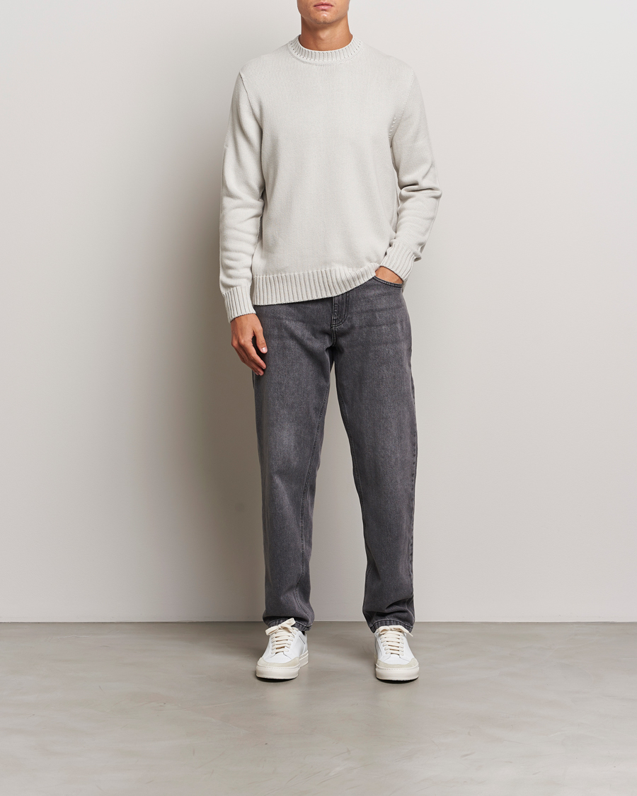 Herren | Pullover | Sunspel | Mid Weight Cotton Crew Putty