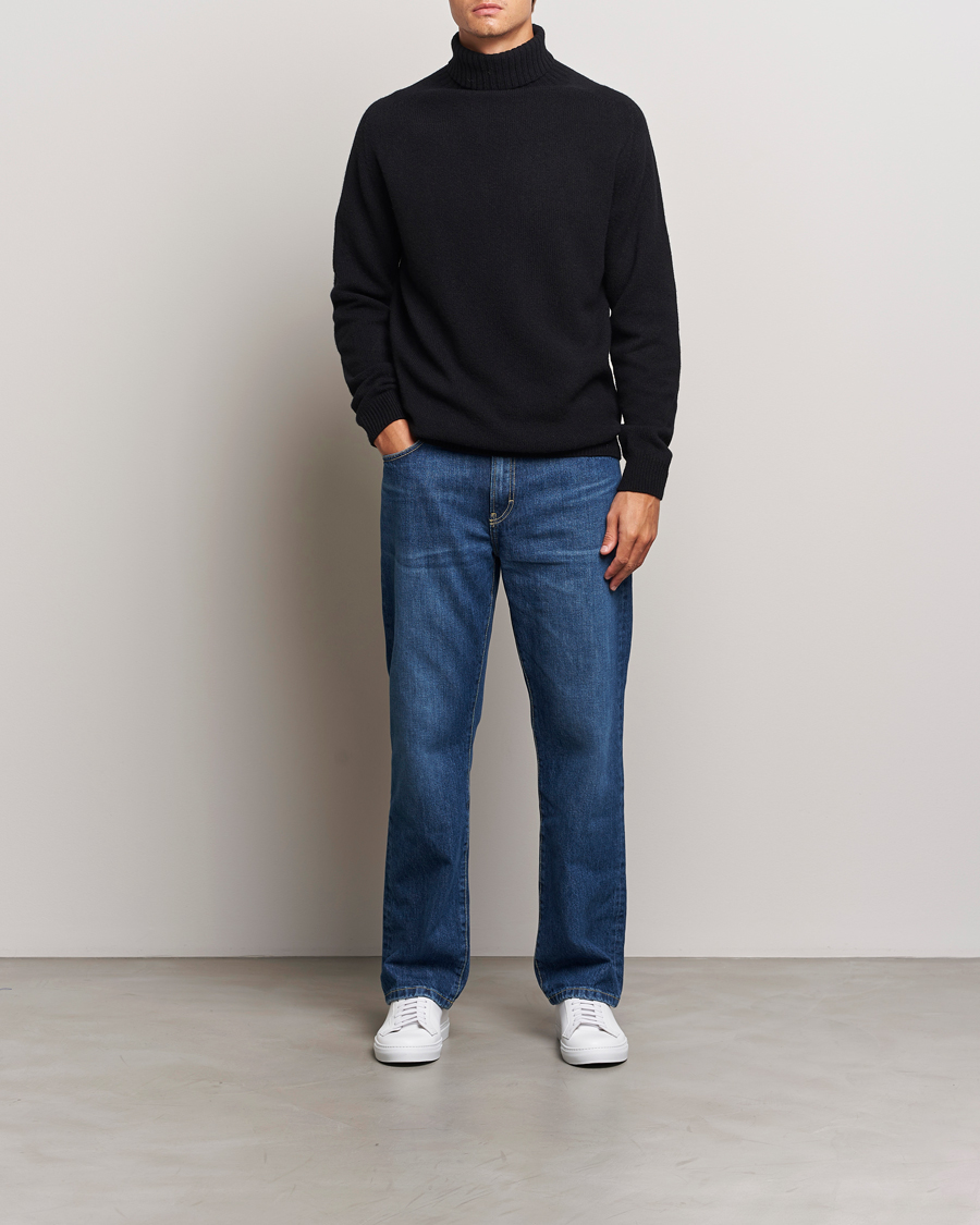 Herren | Pullover | Sunspel | Lambswool Poloshirt Black