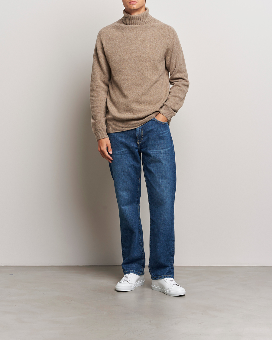 Herren | Pullover | Sunspel | Lambswool Poloshirt Sandstone