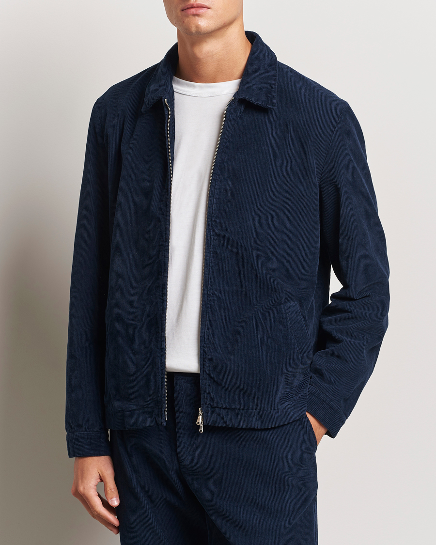 Herren | Jacken | Sunspel | Corduroy Harrington Jacket Navy