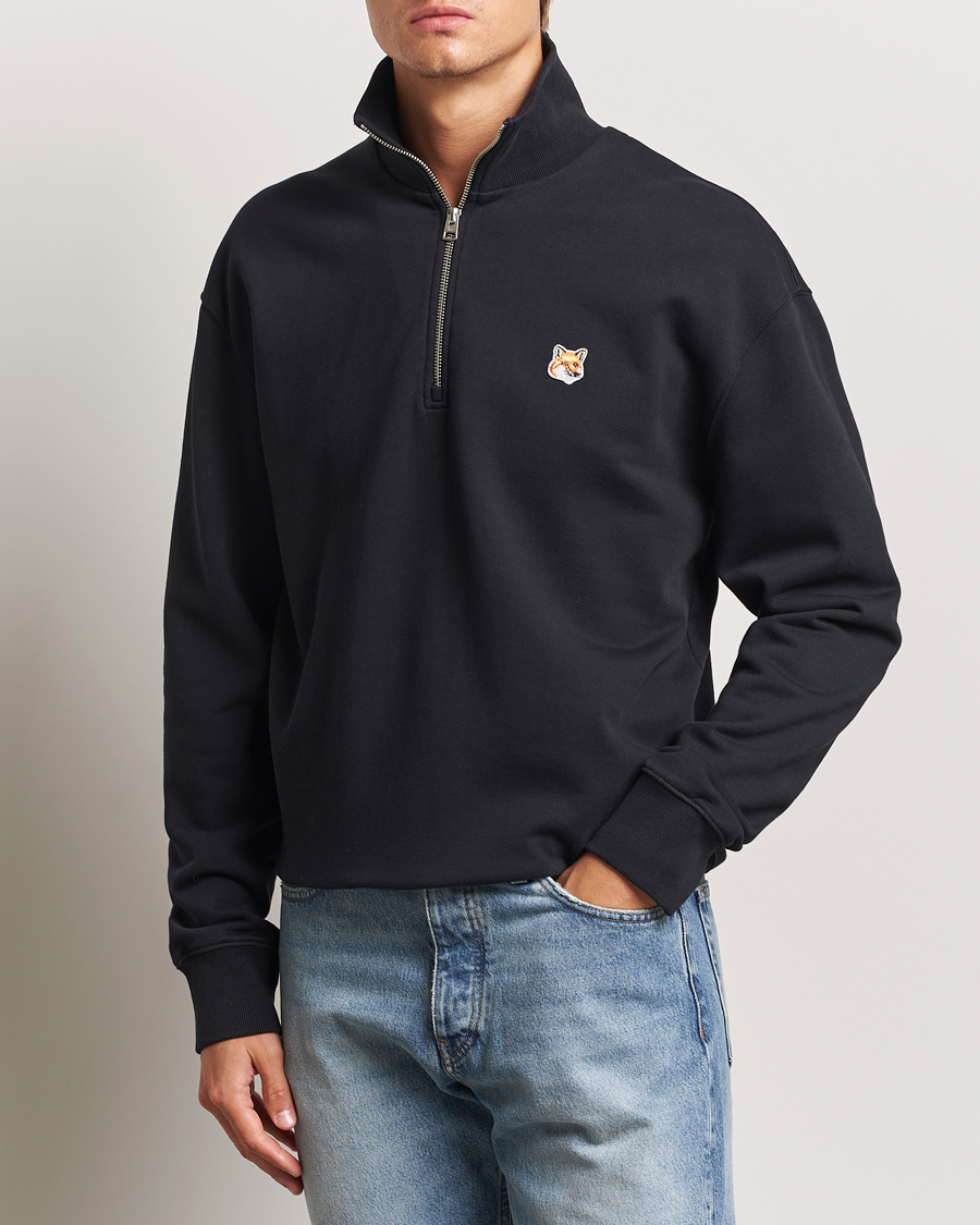 Herren | Pullover | Maison Kitsuné | Fox Head Half Zip Sweatshirt Black