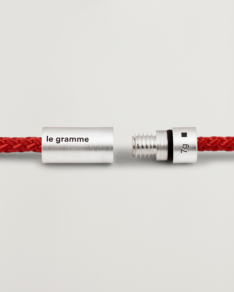 Herren | Schmuck | LE GRAMME | Nato Cable Brushed Bracelet Red/Sterling Silver 7g