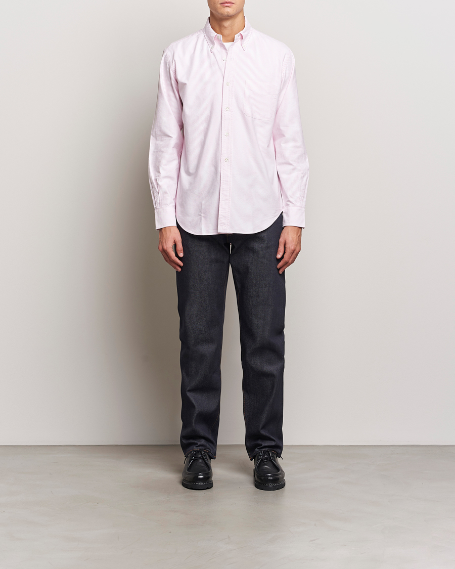 Herren | Hemden | Kamakura Shirts | Vintage Ivy Oxford Button Down Shirt Pink Stripe