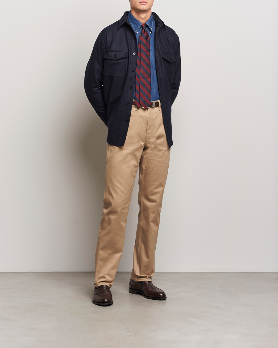 Herren | Hemden | Kamakura Shirts | Vintage Ivy Wool Flannel CPO Shirt Navy