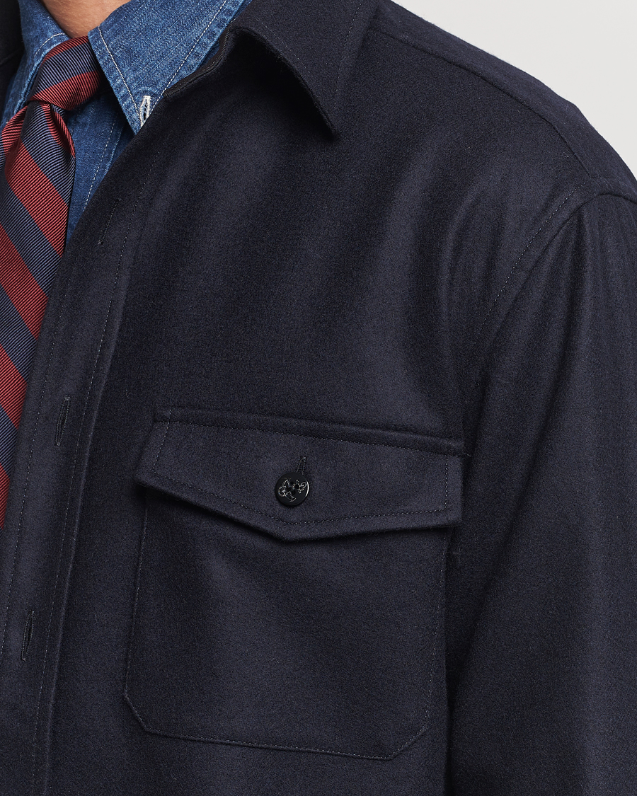 Herren | Hemden | Kamakura Shirts | Vintage Ivy Wool Flannel CPO Shirt Navy