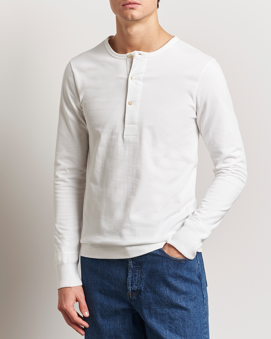 Herren | Pullover | Merz b. Schwanen | Classic Organic Cotton Henley Sweater White