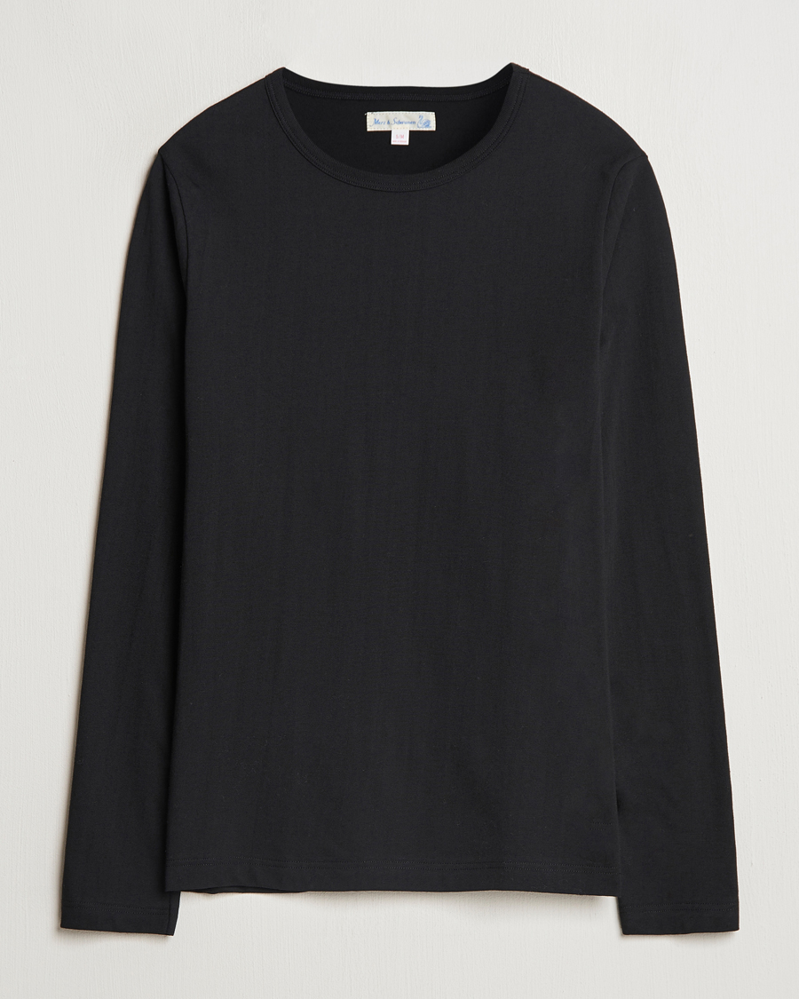 Herren | T-Shirts | Merz b. Schwanen | 1950s Classic Loopwheeled Longsleeve T-Shirt Black
