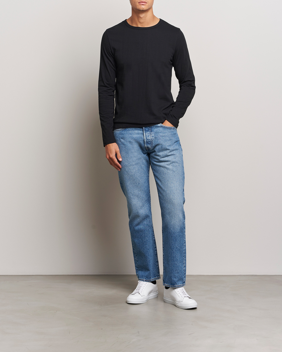 Herren | T-Shirts | Merz b. Schwanen | 1950s Classic Loopwheeled Longsleeve T-Shirt Black