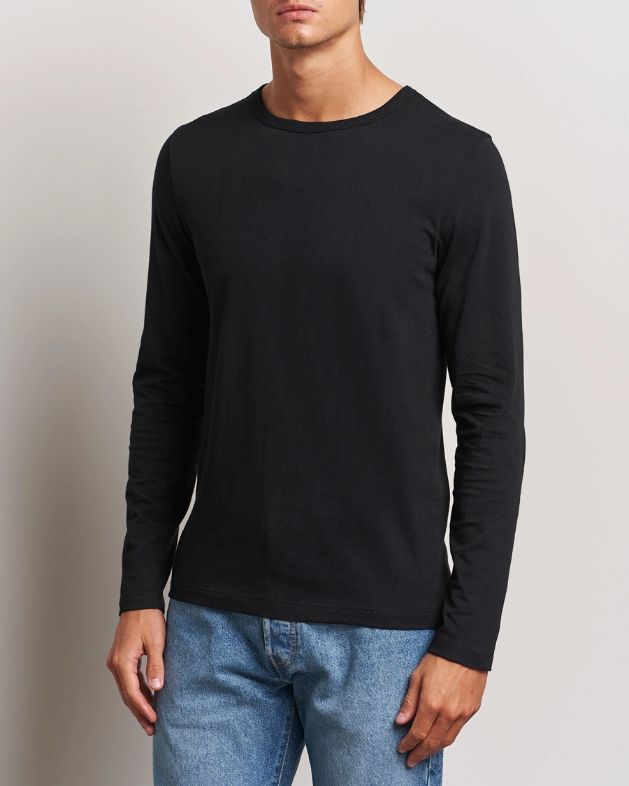 Herren | T-Shirts | Merz b. Schwanen | 1950s Classic Loopwheeled Longsleeve T-Shirt Black