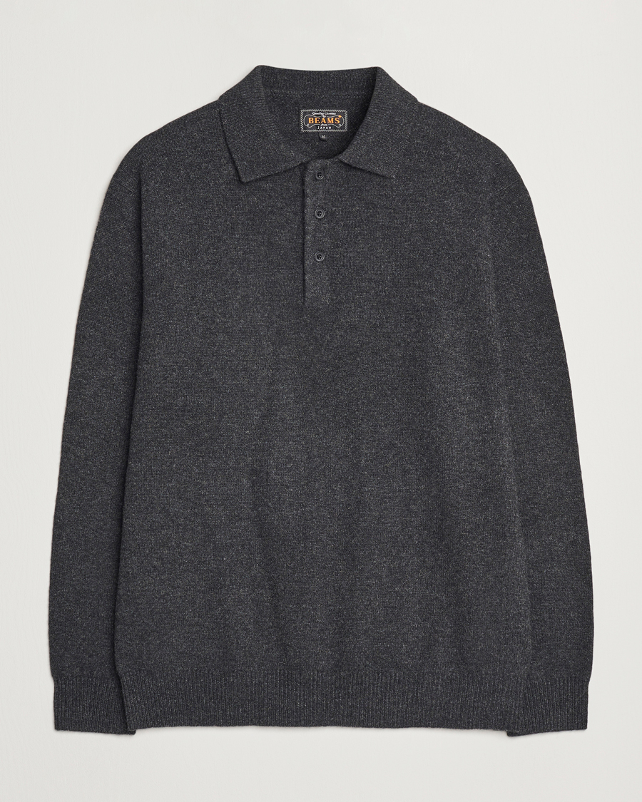 Herren | Pullover | BEAMS PLUS | Long Sleeve Knitted Polo Charcoal