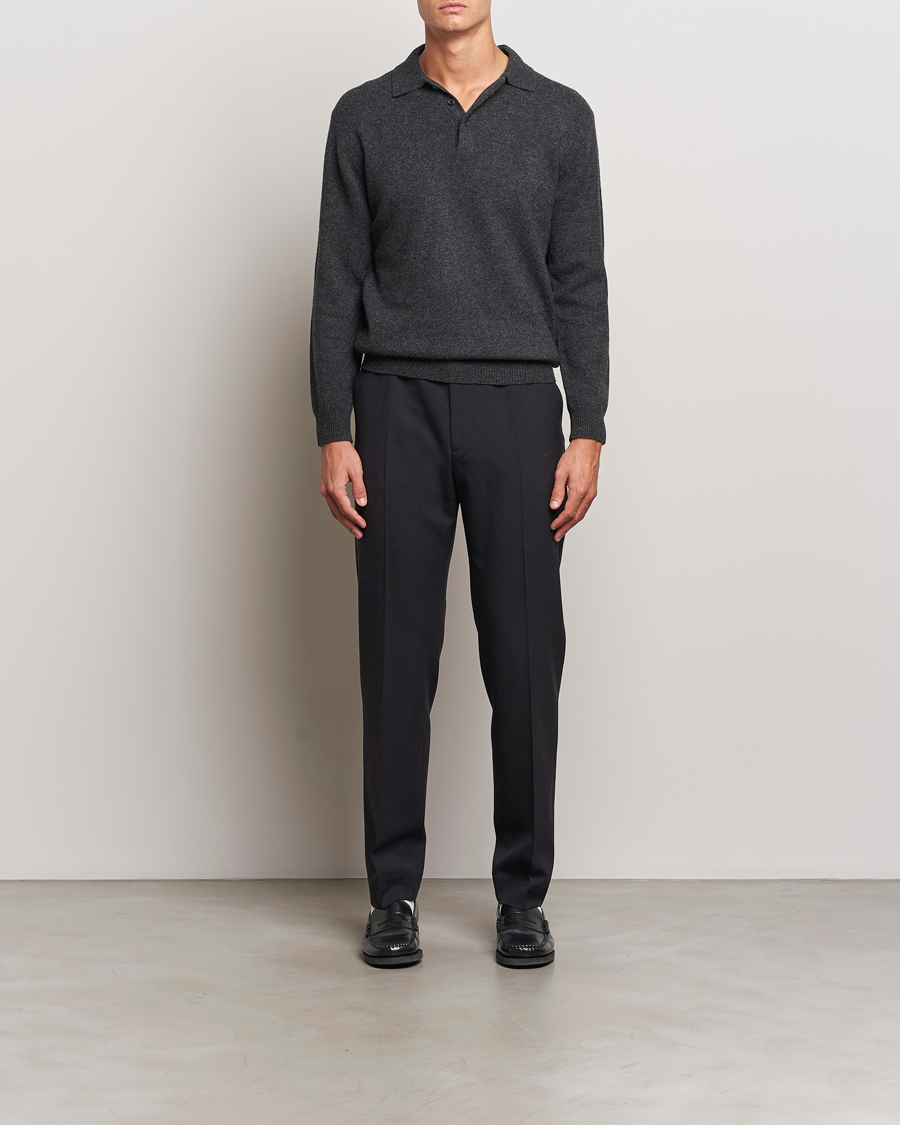 Herren | Pullover | BEAMS PLUS | Long Sleeve Knitted Polo Charcoal