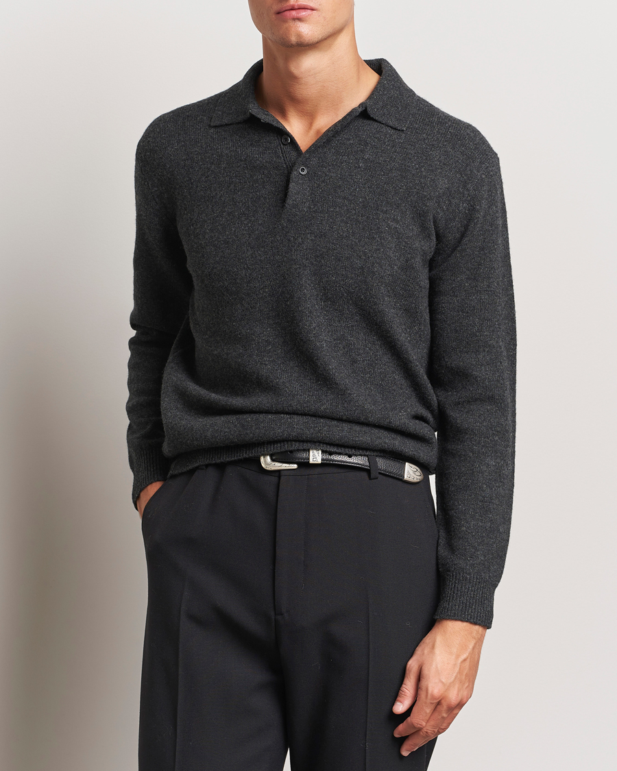 Herren | Pullover | BEAMS PLUS | Long Sleeve Knitted Polo Charcoal