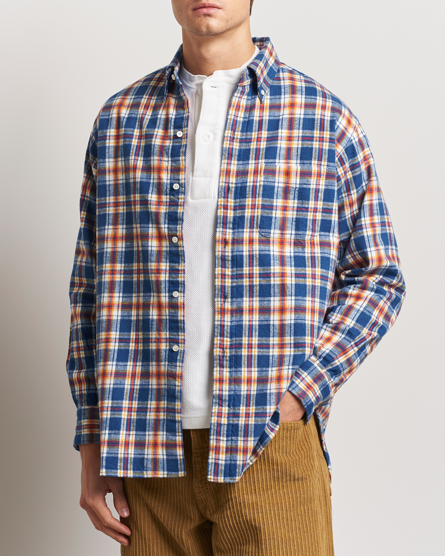 Herren | Hemden | BEAMS PLUS | Brushed Flannel Button Down Shirt Blue