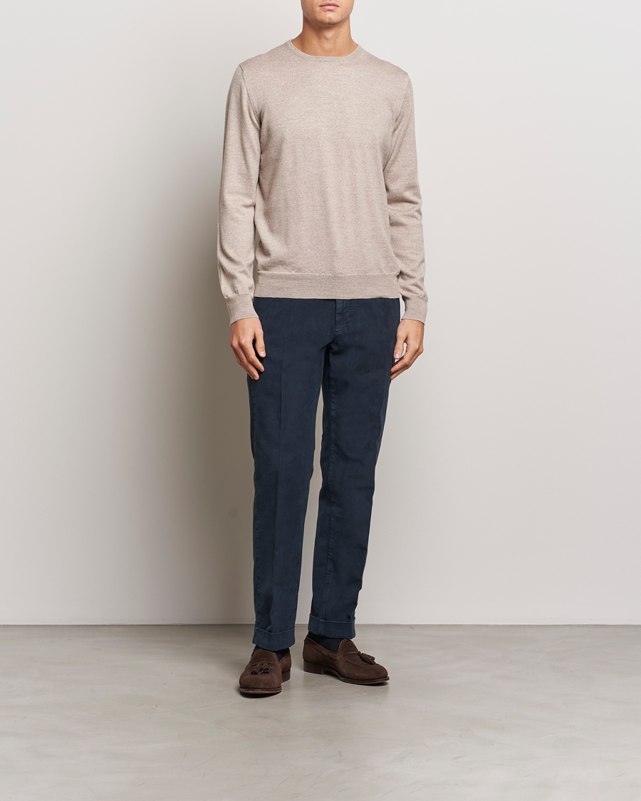 Herren | Pullover | Gran Sasso | Merino Fashion Fit Crew Neck Pullover Light Beige