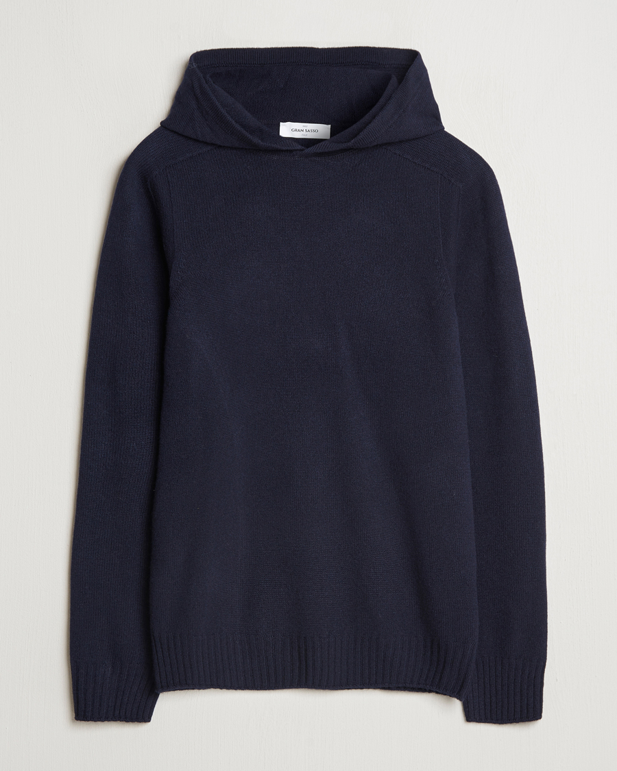 Herren | Pullover | Gran Sasso | Wool Hoodie Navy