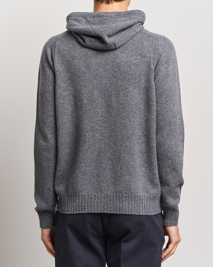 Herren | Pullover | Gran Sasso | Full Zip Wool Hoodie Grey Melange