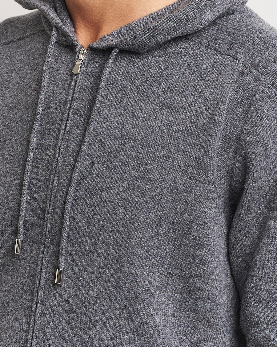 Herren | Pullover | Gran Sasso | Full Zip Wool Hoodie Grey Melange