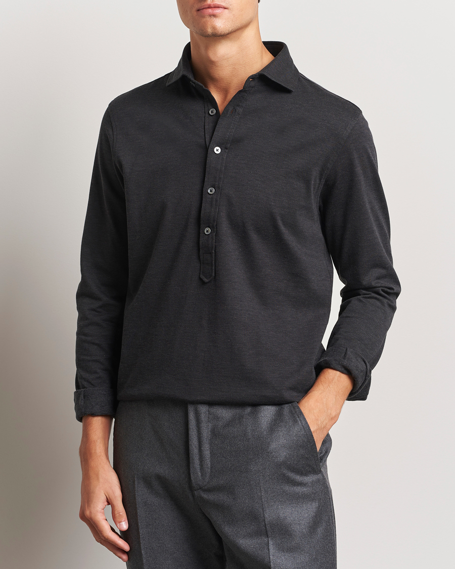 Herren | Hemden | Gran Sasso | Brushed Cotton Popover Shirt Black