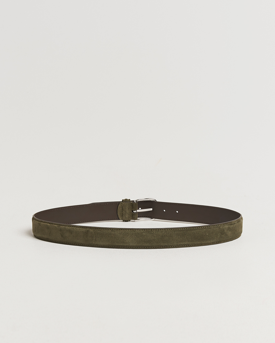 Herren | Gürtel | Anderson's | Suede 3,5 cm Belt Green