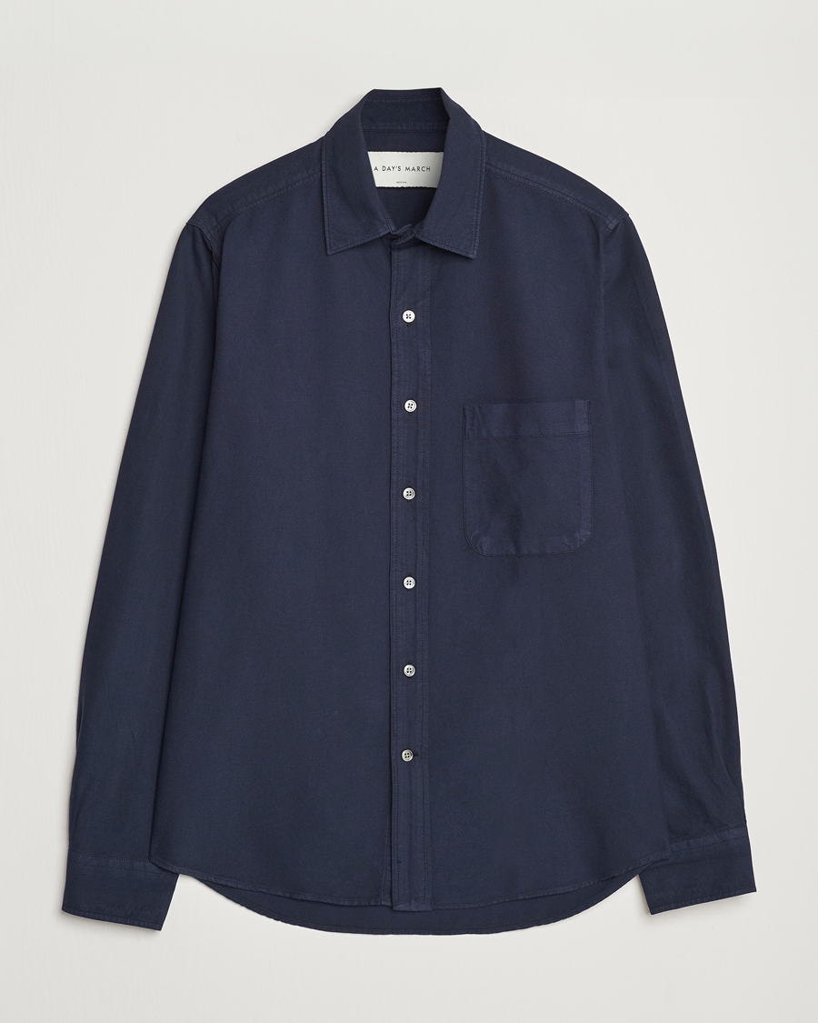 Herren | Hemden | A Day's March | Mason Dyed Oxford Shirt Navy