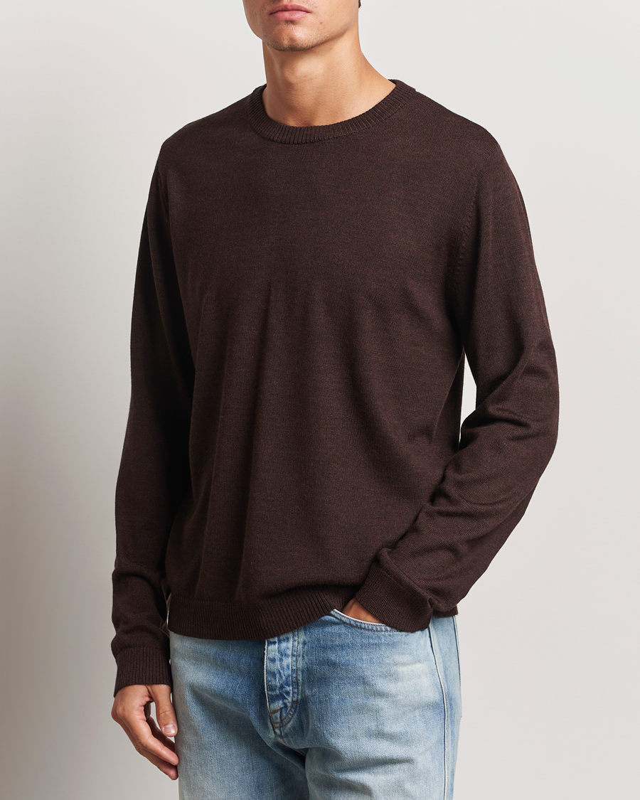 Herren | Pullover | A Day's March | Alagón Merino Crew Dark Brown