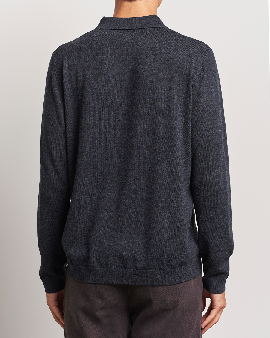 Herren | Pullover | A Day's March | Thompson Merino Half-Zip Polo Anthracite