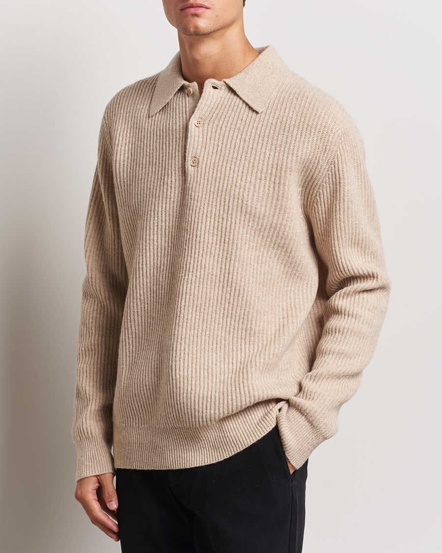 Herren | Pullover | A Day's March | Dover Lambswool Polo Sand Melange