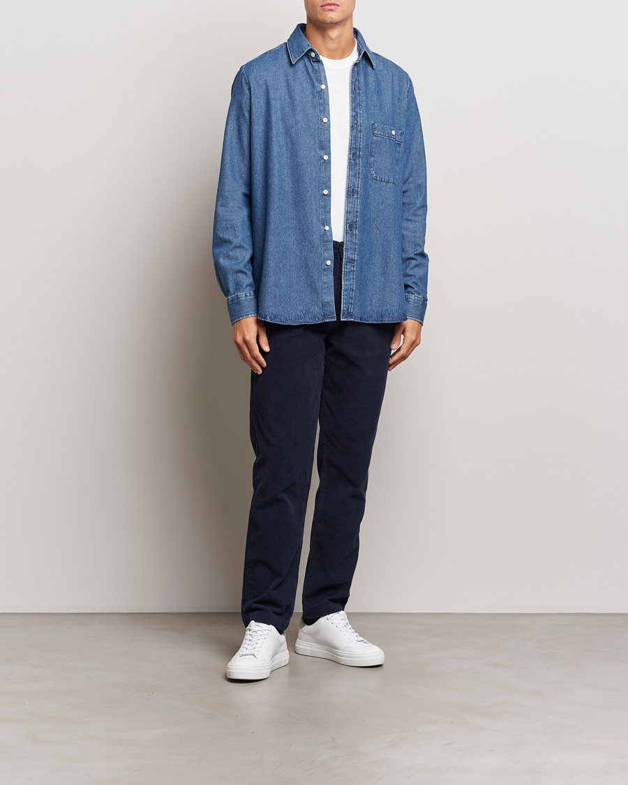 Herren | Hemden | A Day's March | Mason Sturdy Denim Shirt Indigo Blue