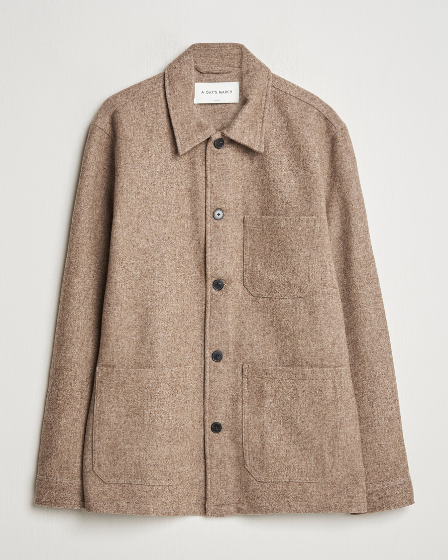 Herren | Hemden | A Day's March | Original Wool Overshirt Light Taupe Melange