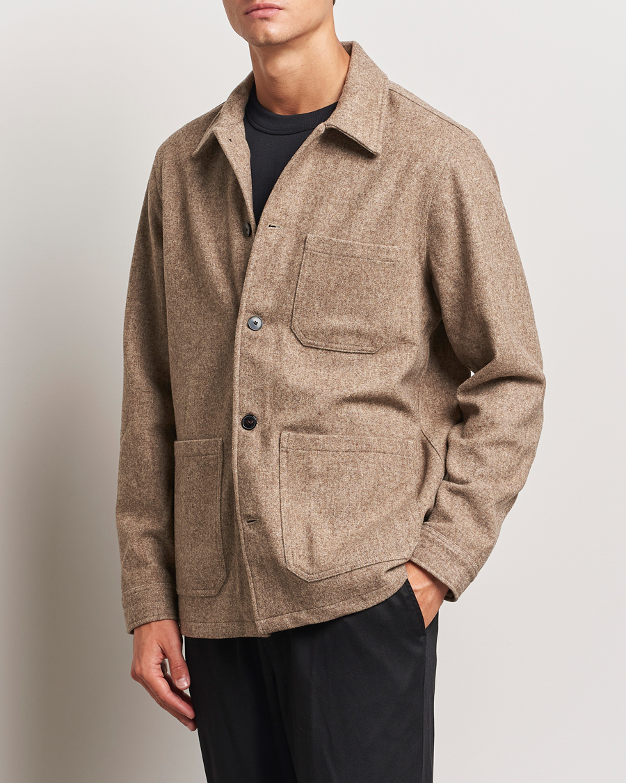 Herren | Hemden | A Day's March | Original Wool Overshirt Light Taupe Melange