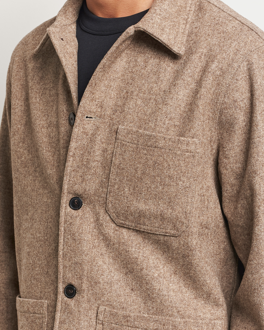 Herren | Hemden | A Day's March | Original Wool Overshirt Light Taupe Melange