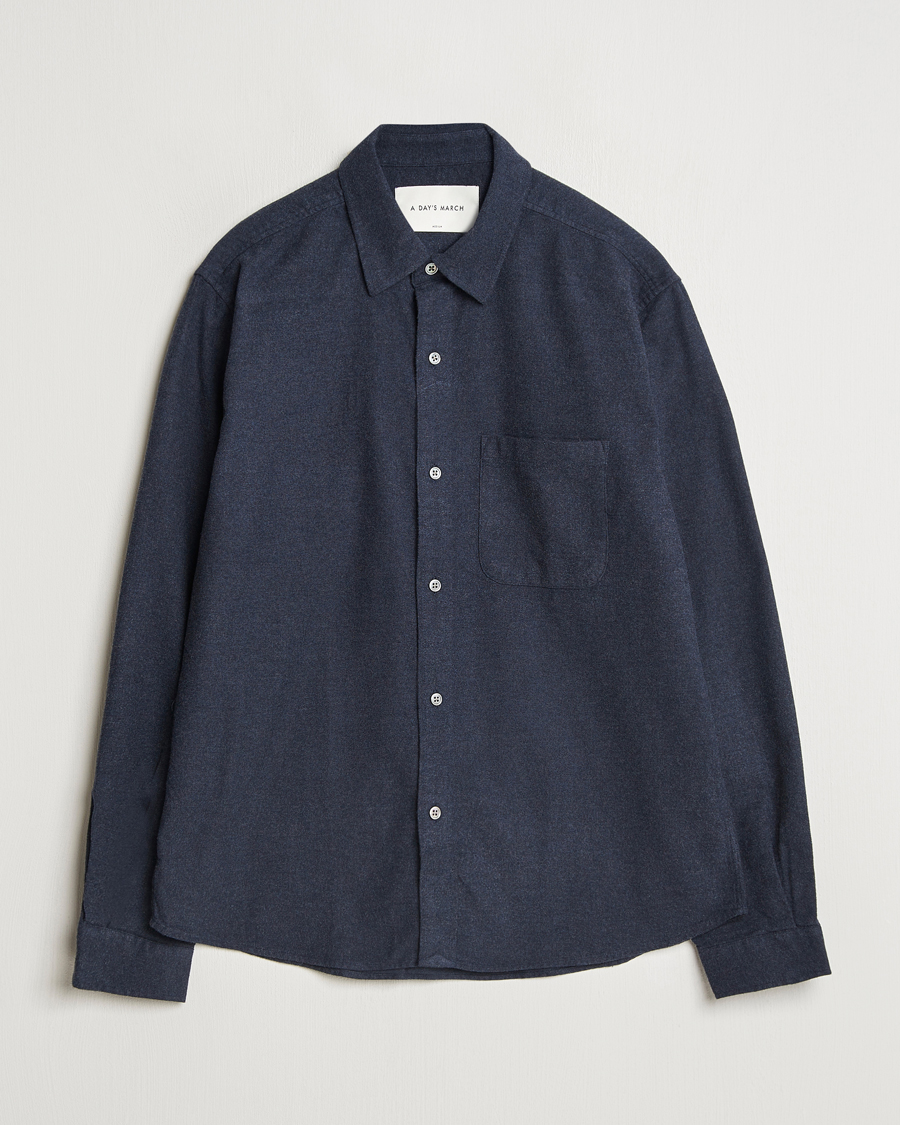 Herren | Hemden | A Day's March | Newark Flannel Shirt Navy