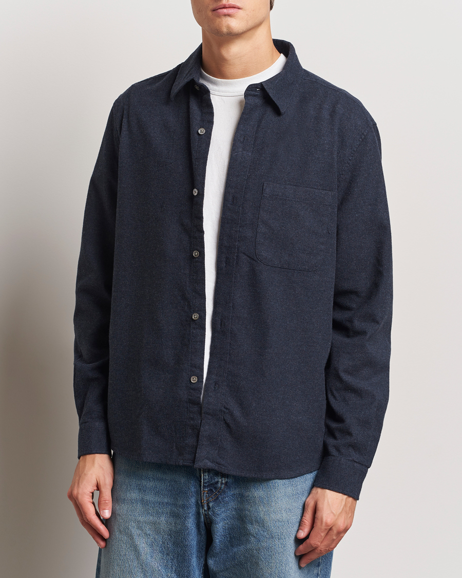 Herren | Hemden | A Day's March | Newark Flannel Shirt Navy