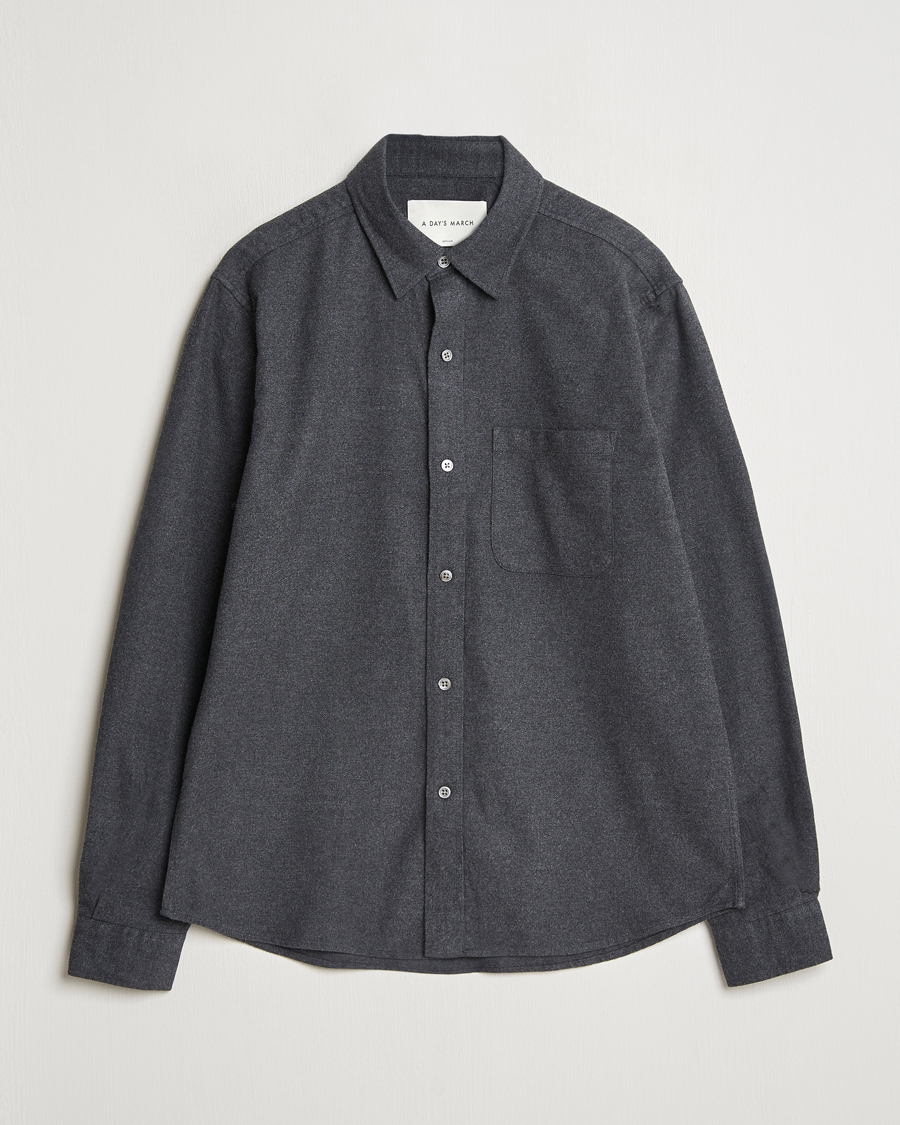 Herren | Hemden | A Day's March | Newark Flannel Shirt Charcoal