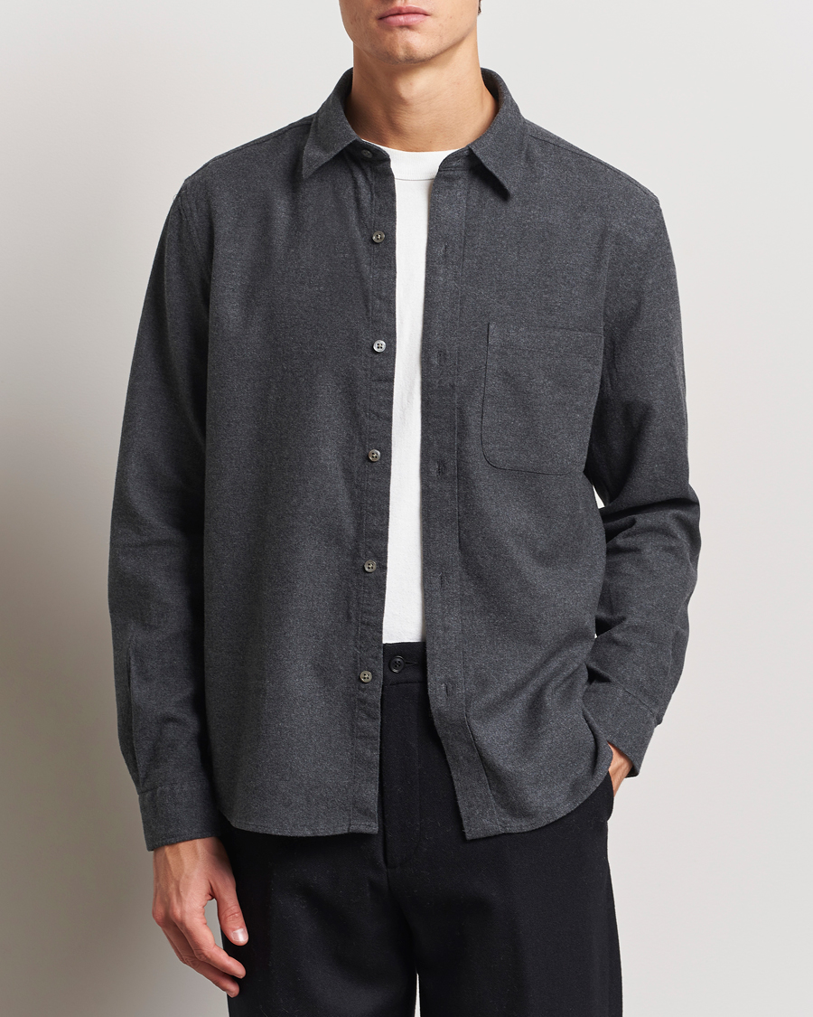 Herren | Hemden | A Day's March | Newark Flannel Shirt Charcoal