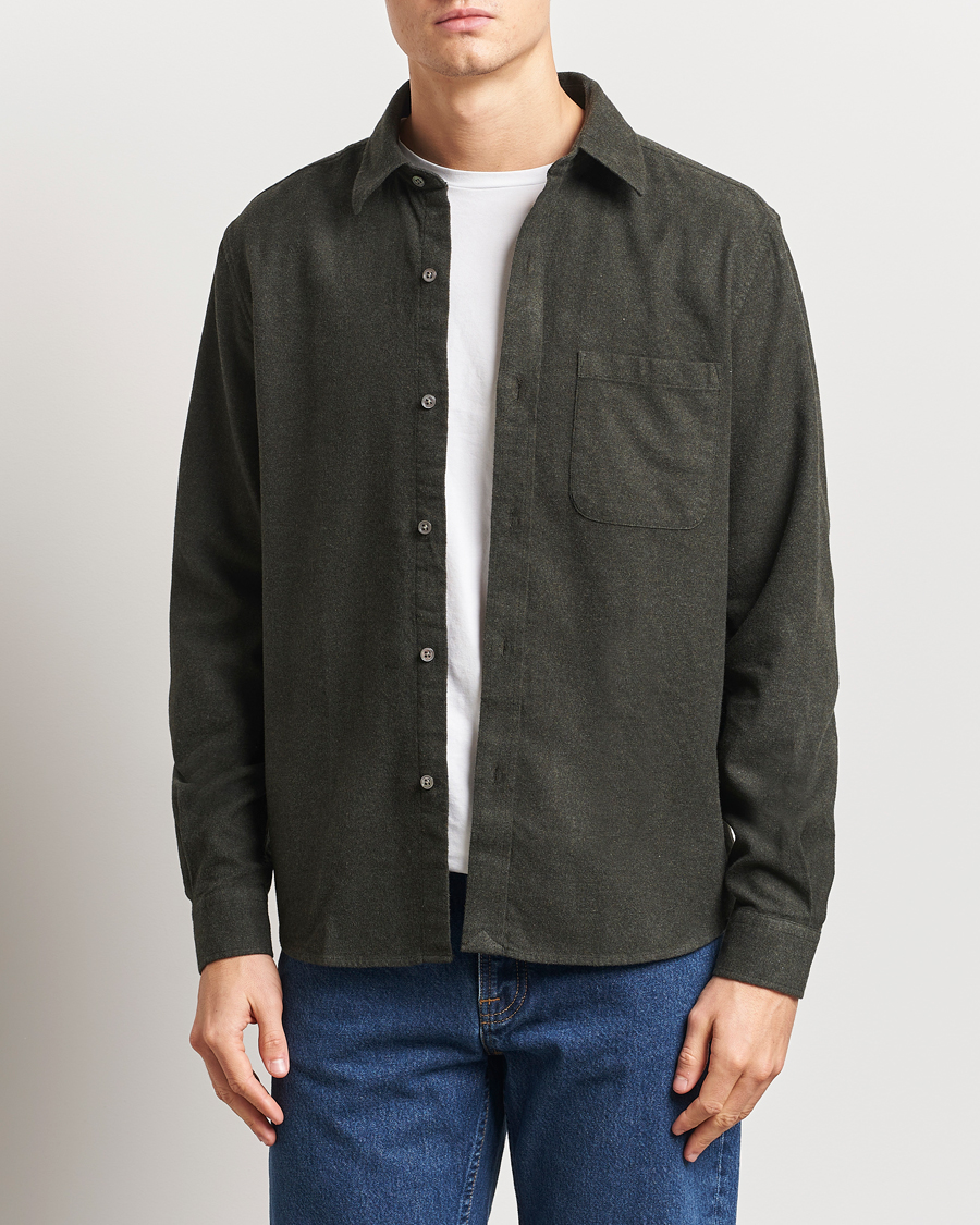 Herren | Hemden | A Day's March | Newark Flannel Shirt Dark Green