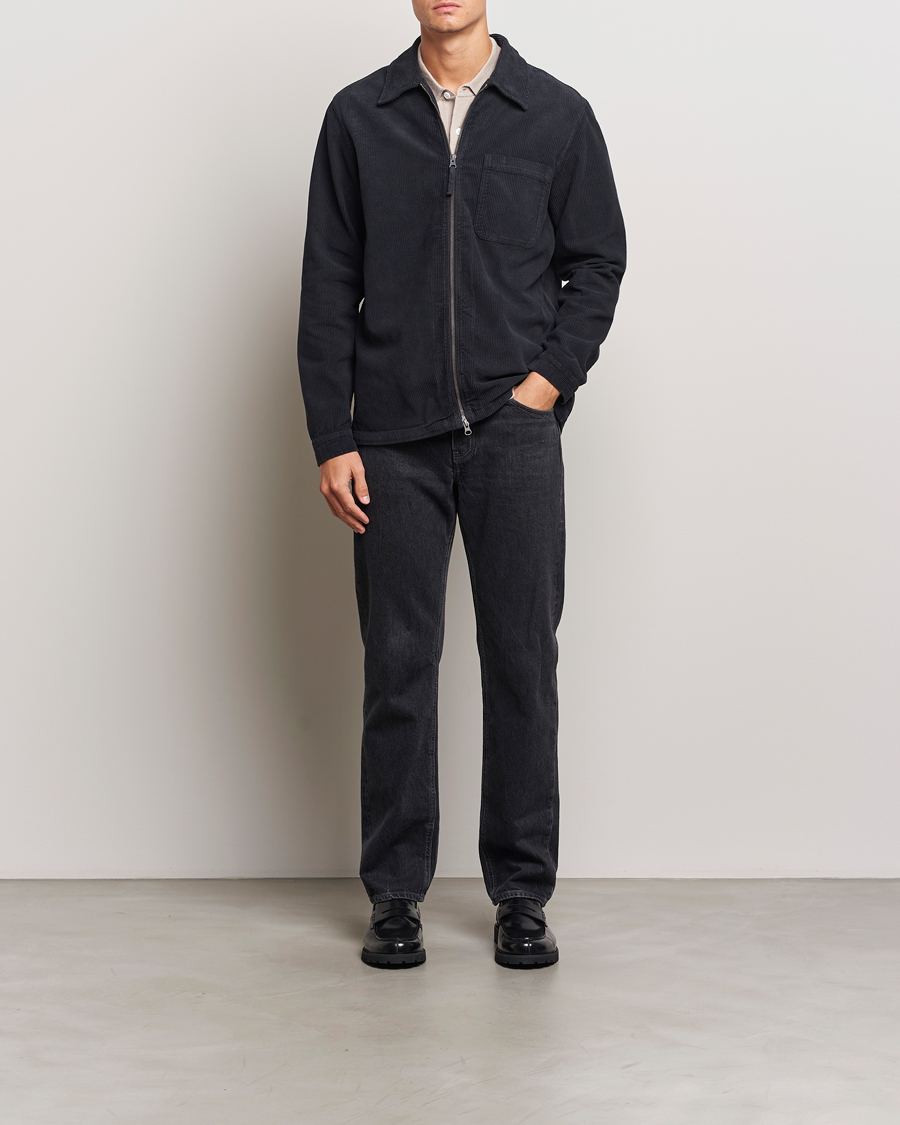 Herren | Hemden | A Day's March | Fraser Zip Corduroy Overshirt Black