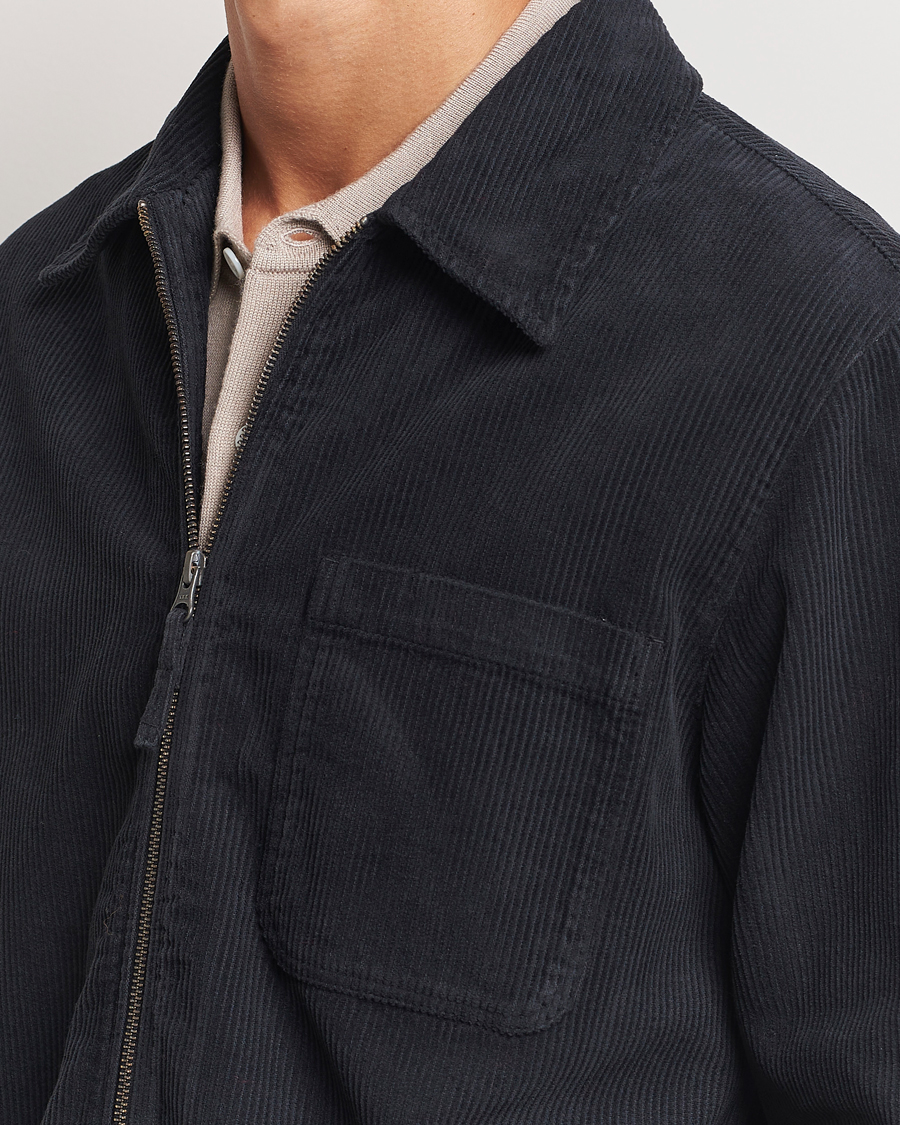 Herren | Hemden | A Day's March | Fraser Zip Corduroy Overshirt Black